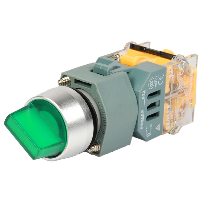 IP65 rotary switch BENLEE two gears or three gears 3 positions self-locking knob electrical selector switch with light