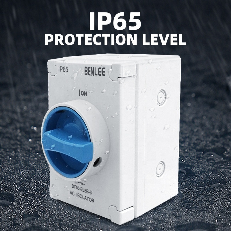 BENLEE IP65 40A Rotary Selector Isolator Switches AC DC 3/4 Pole On-off Outdoor Waterproof Disconnecting Switch With Box