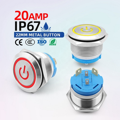 BENLEE OEM IP67 Waterproof 19mm 22mm Mini Metal Push Button Switch Stainless Steel LED Illuminate Anti-Vandal Momentary Switches