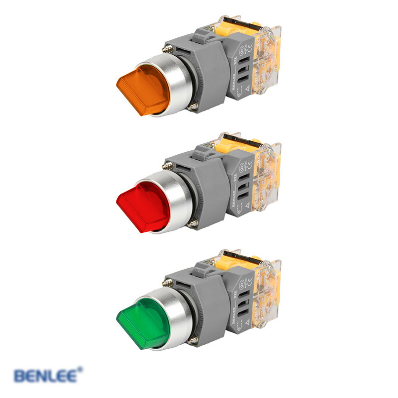 IP65 rotary switch BENLEE two gears or three gears 3 positions self-locking knob electrical selector switch with light