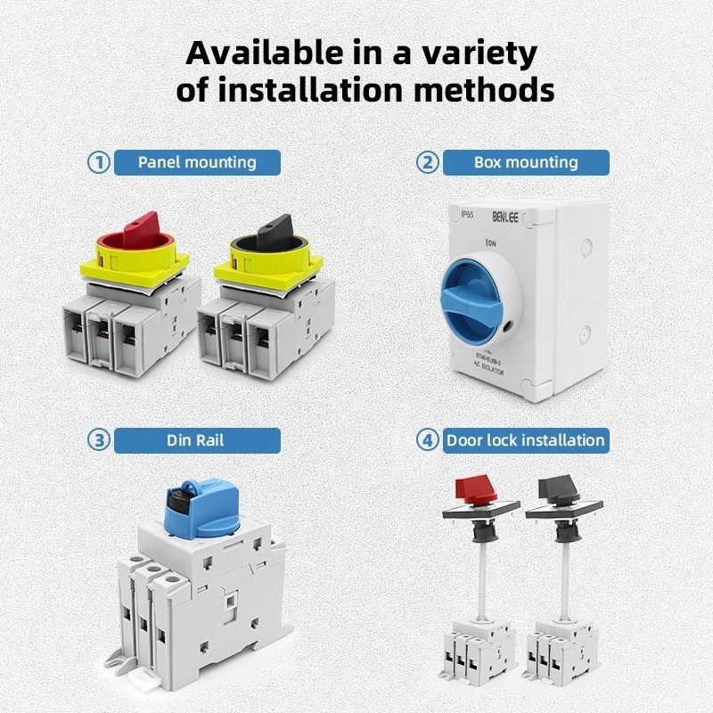 BNELEE 3 Phase Disconnecting Switch Load Break 40A 3/4P 690V On-Off Rotary Selector Cam Isolator Disconnect Switches