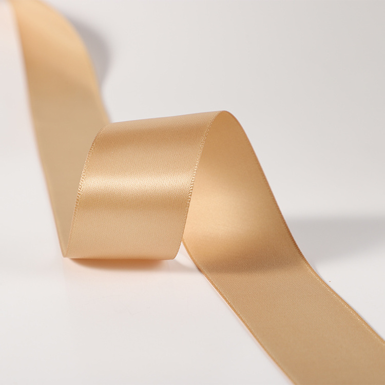 Manufacturers direct sales champagne gold polyester silk ribbon gift packaging ribbon