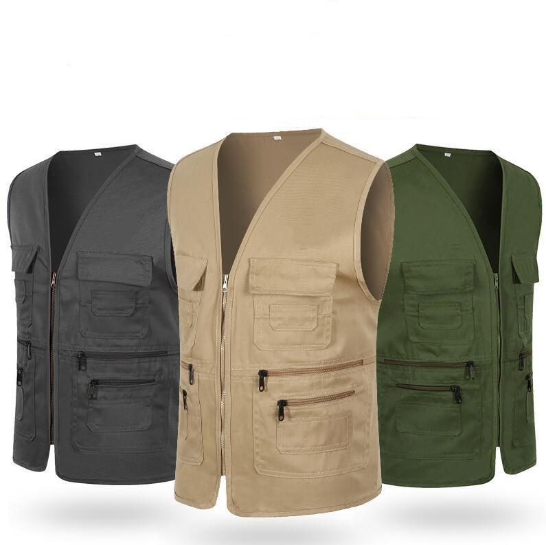 Wholesale Cheap Custom Unisex Advertising Volunteer Worker Vest Men's outdoor Multi Pockets Cargo Vest