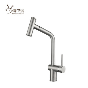 RTS Sink Single Handle With Pull Down Sprayer Stainless Steel Brushed Nickel Kitchen Faucets