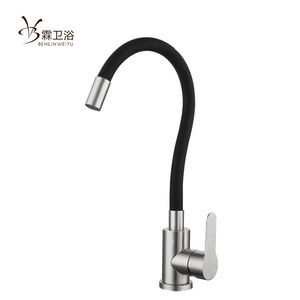 Kitchen Mixer Taps Memory Shaped Kitchen Faucet Black Silicone Curved hose Kitchen Sink Faucet