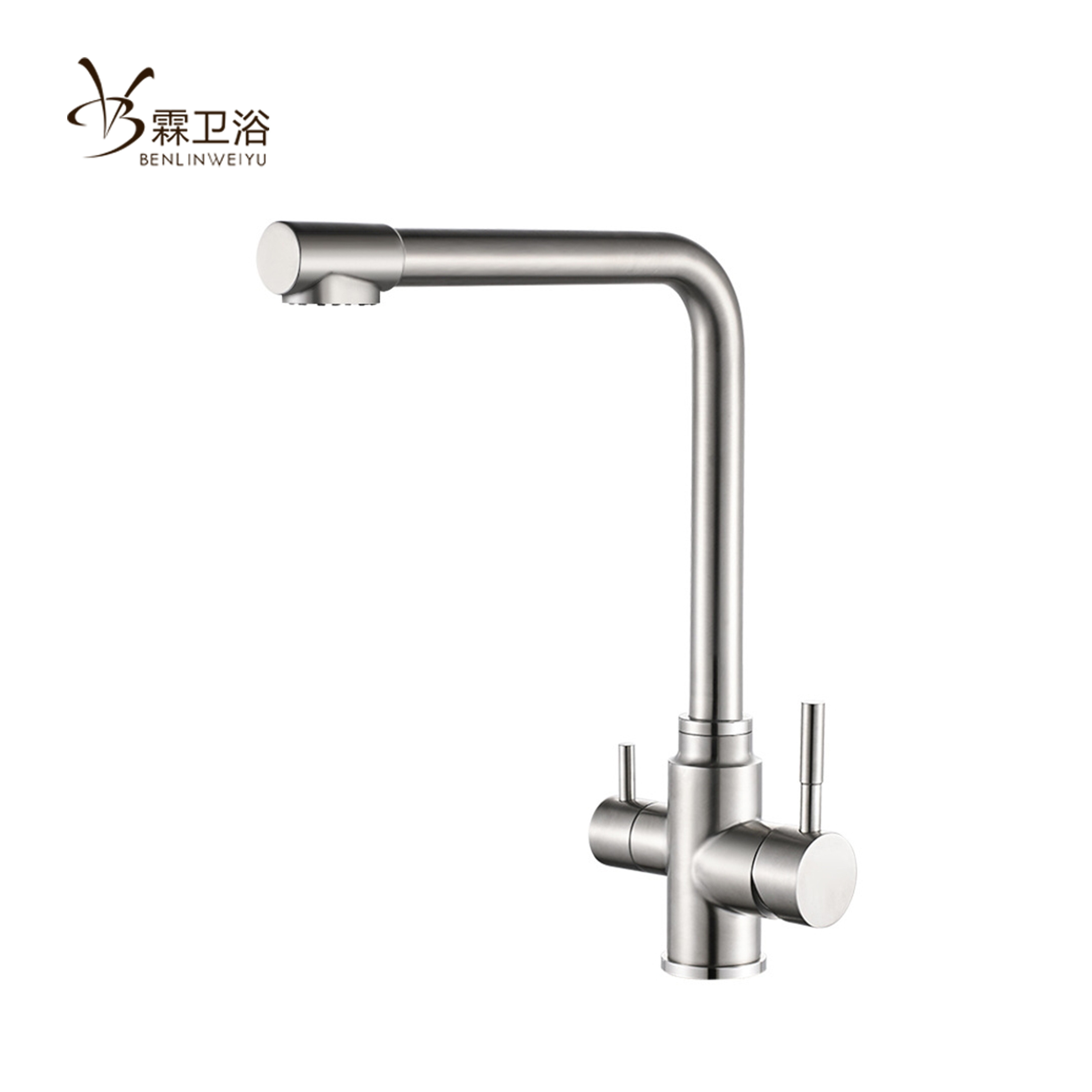 High quality 304 stainless steel 3 way hot and cold 360 rotating kitchen sink drinking faucet