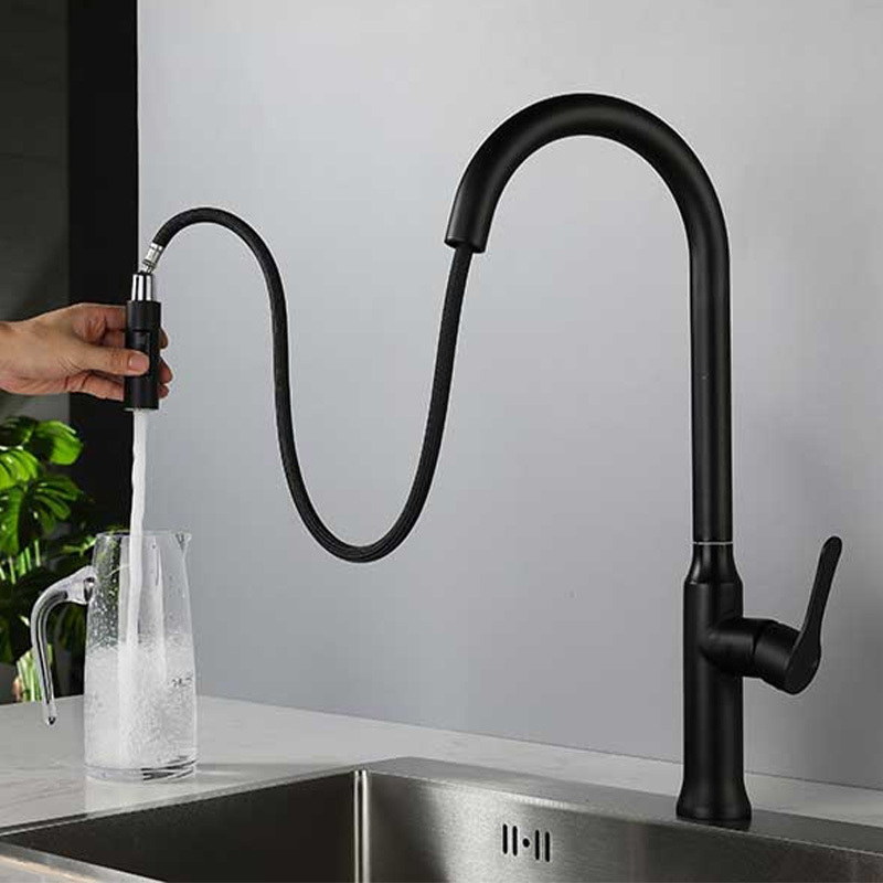 High quality black commercialkitchen faucet Pull down Sprayer Mixer Tap for sink