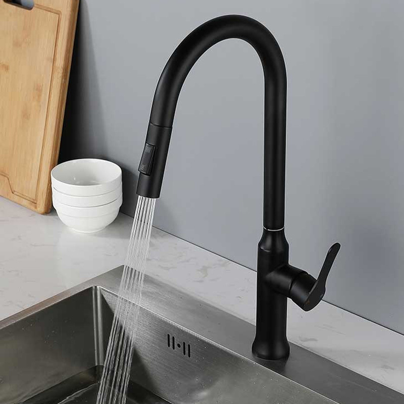 High quality black commercialkitchen faucet Pull down Sprayer Mixer Tap for sink