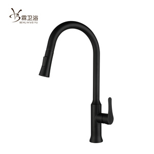 High quality black commercialkitchen faucet Pull down Sprayer Mixer Tap for sink