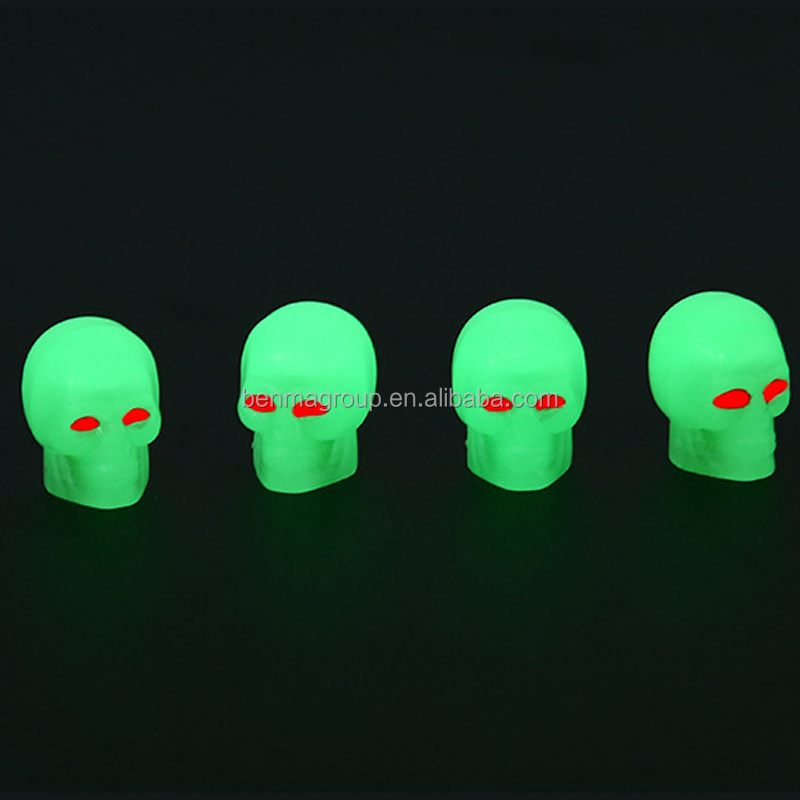 Motorcycles Bike Fluorescent Valve Stem Caps Night Glowing Tyre Nozzle Cover Luminous Tire Skull Valves Cap