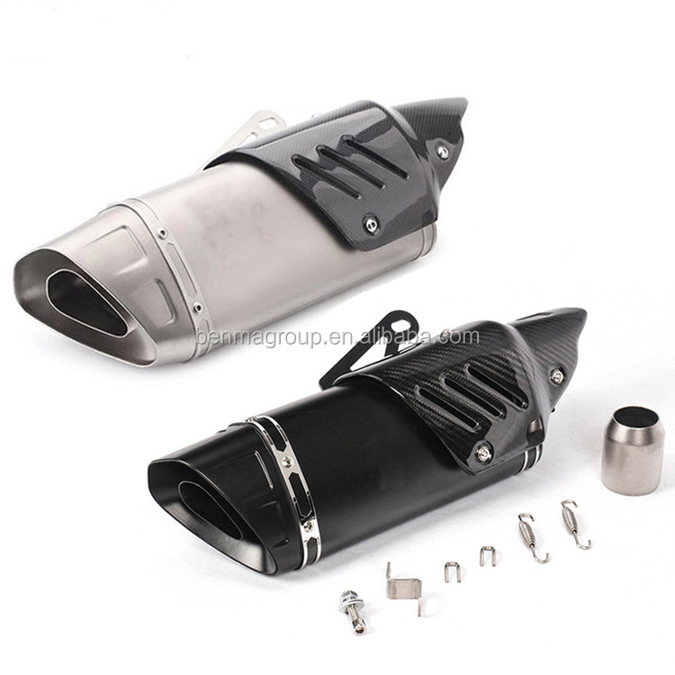 Stainless Steel 51mm Universal Titanium Motorcycle Exhaust Pipe Muffler With carbon fiber cover