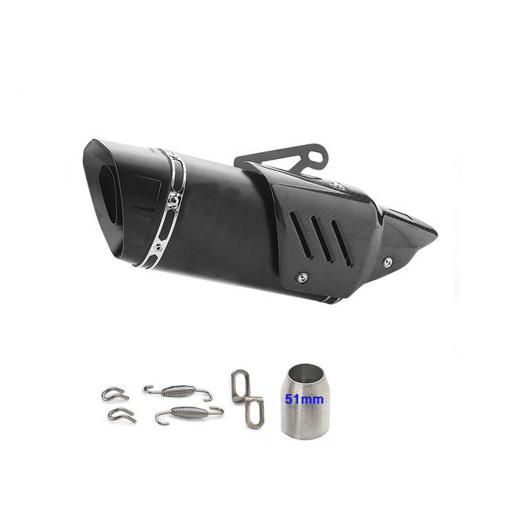 Stainless Steel 51mm Universal Titanium Motorcycle Exhaust Pipe Muffler With carbon fiber cover