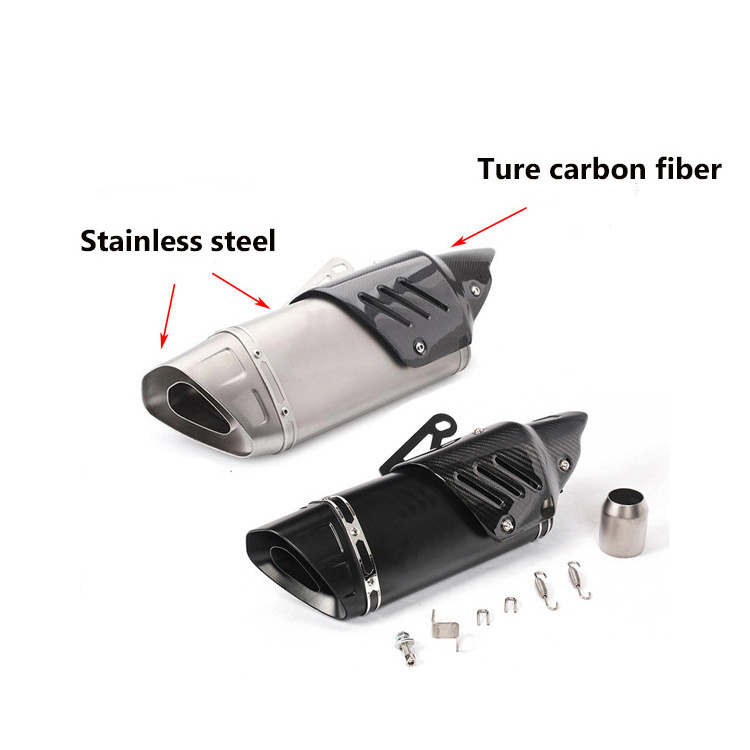 Stainless Steel 51mm Universal Titanium Motorcycle Exhaust Pipe Muffler With carbon fiber cover