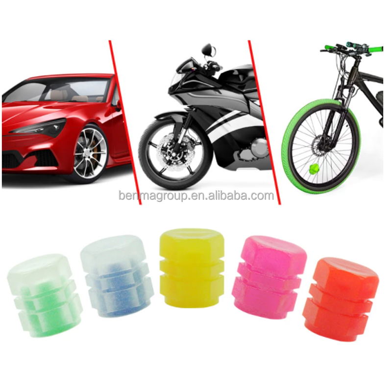 Car Motorcycle Bicycle Bike Luminous Tire Valve Caps Fluorescent Night Glowing Wheel Tyre Hub Valve Stem Caps