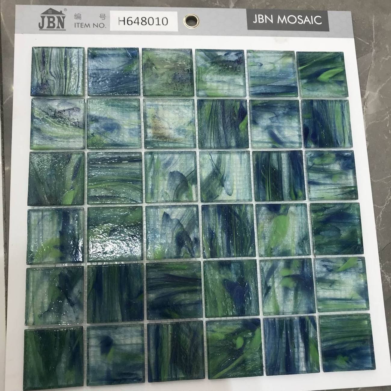 48x48x6 Emerald Green Square Swimming Pool Hot melting Glass Mosaic Tile