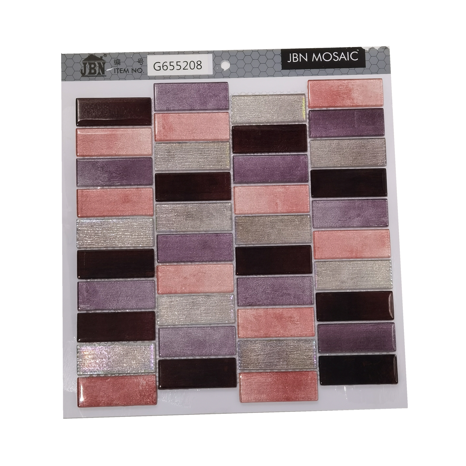 Newly Designed Pink Purple Mixed With Fine Sparkling Mosaic Decorative Glass Mosaic Tile For Building Material