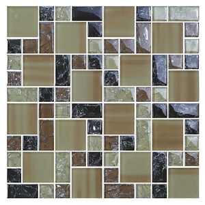 Foshan Fiberglass Mesh Mosaics Herringbone  Glass Tiles Mosaic Bathroom Floor Wall Tiles