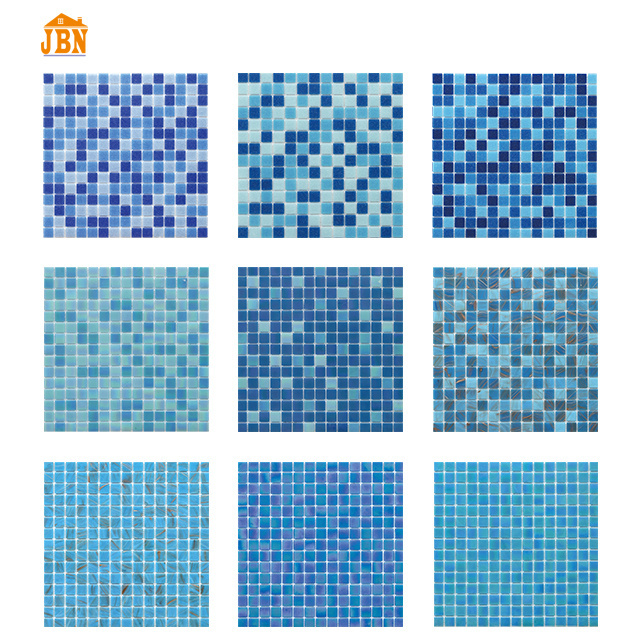 Foshan factory supply Colorize Wholesale square mixed color blue mosaic Tiles Glass swimming pool mosaic tile for  decoration