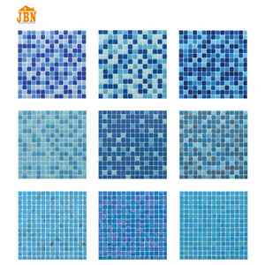 Foshan factory supply Colorize Wholesale square mixed color blue mosaic Tiles Glass swimming pool mosaic tile for  decoration