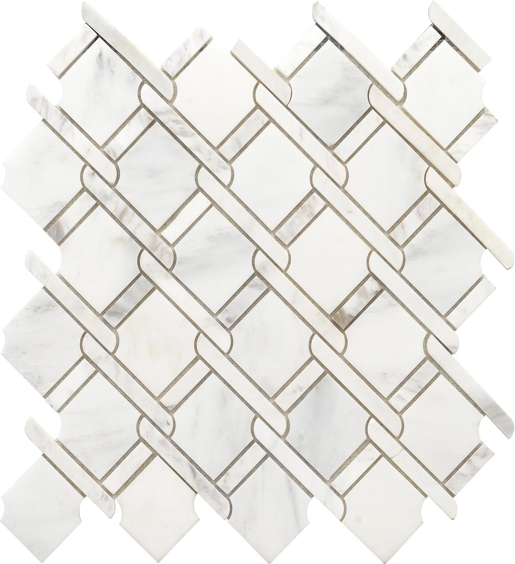 Waterjet Floor Wall rhombus Kitchen Backsplash peel and stick tile white Stone Bathroom marble mosaic tiles