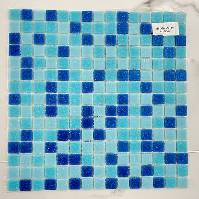 23x23 blue mosaic pool tiles for swimming pool decorations glass tile backsplash square pool