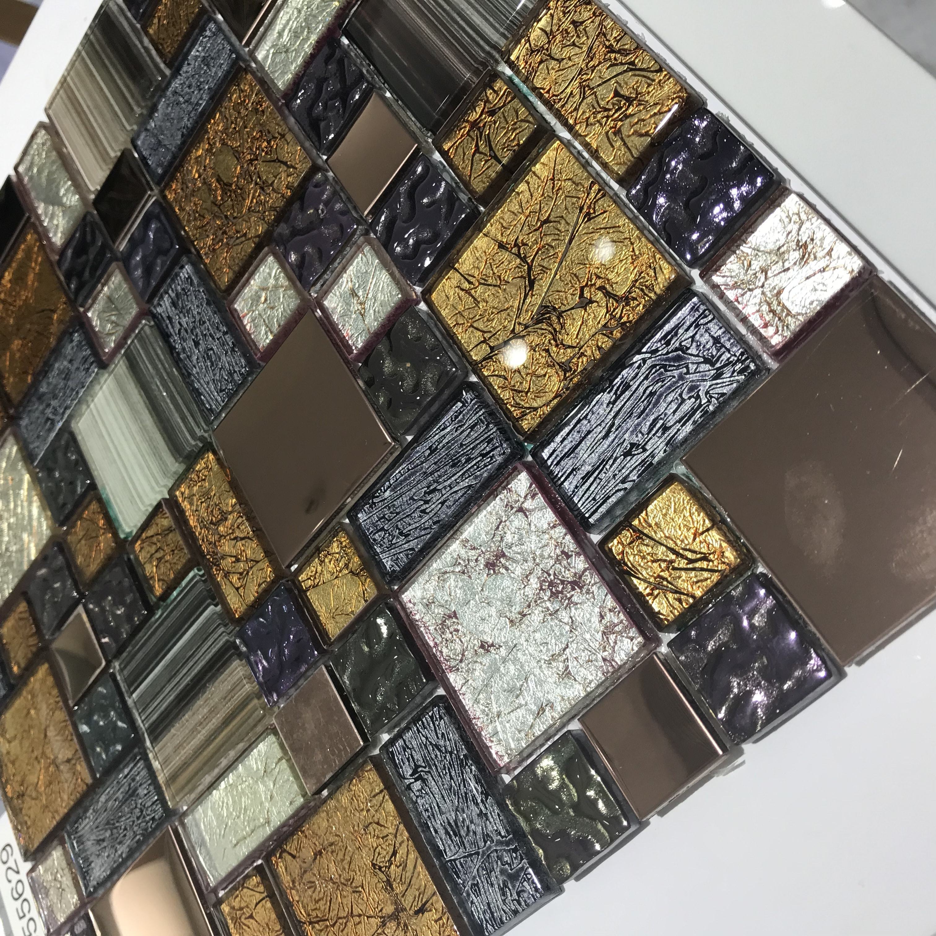 Foshan Fiberglass Mesh Mosaics Herringbone  Glass Tiles Mosaic Bathroom Floor Wall Tiles