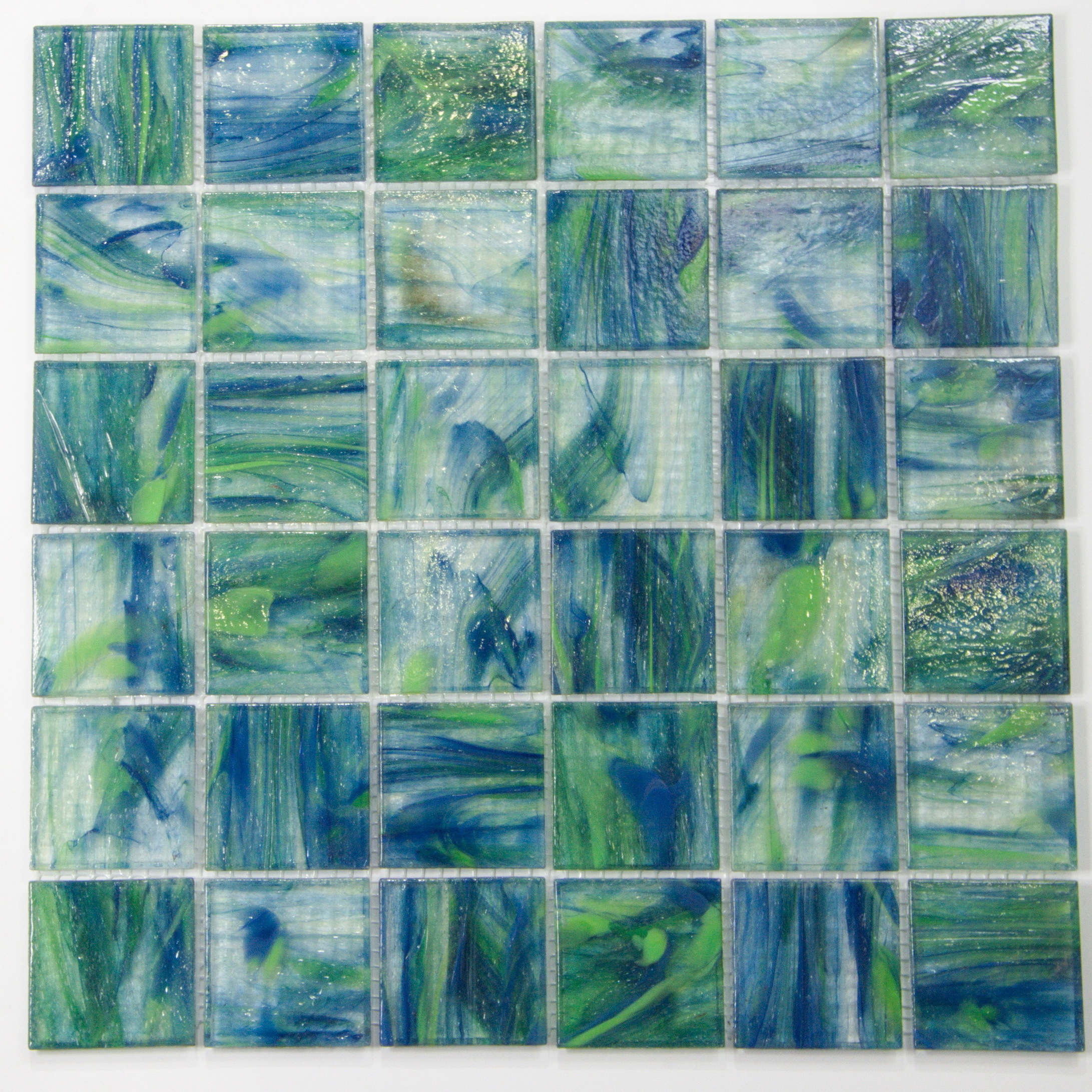 48x48x6 Emerald Green Square Swimming Pool Hot melting Glass Mosaic Tile