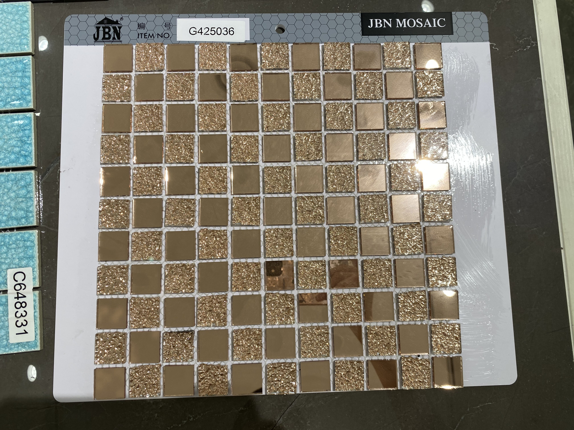 rose golden 4mm thick small chips cheap living room wall decoration wall tile design mirror glass mosaic