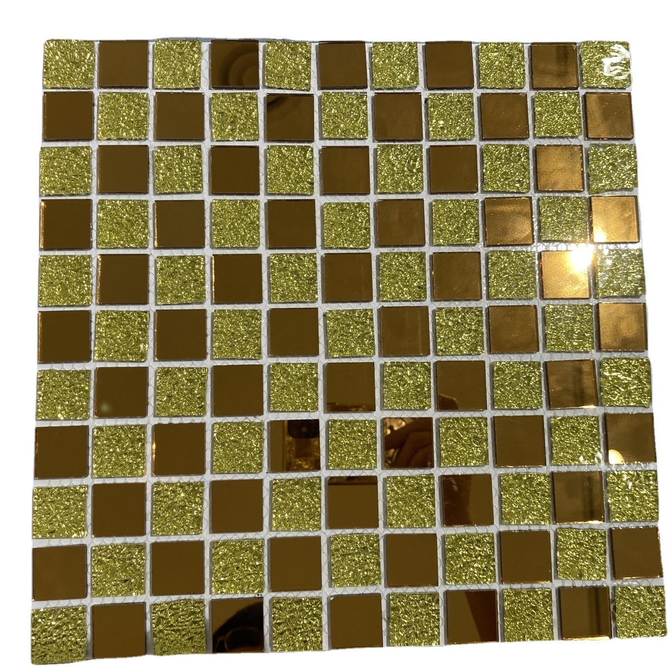 rose golden 4mm thick small chips cheap living room wall decoration wall tile design mirror glass mosaic