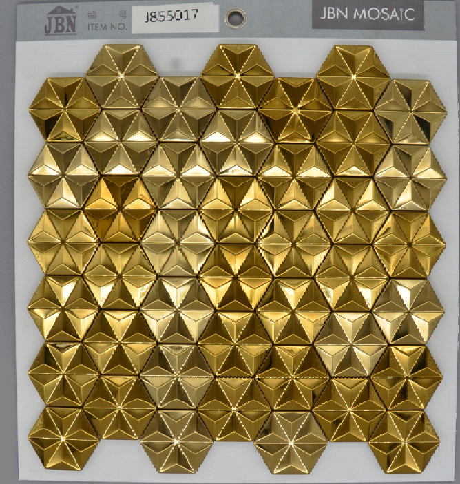 Foshan building material 3D golden copper stainless steel metal wall mosaic kitchen backsplash mosaic for kitchen backsplash