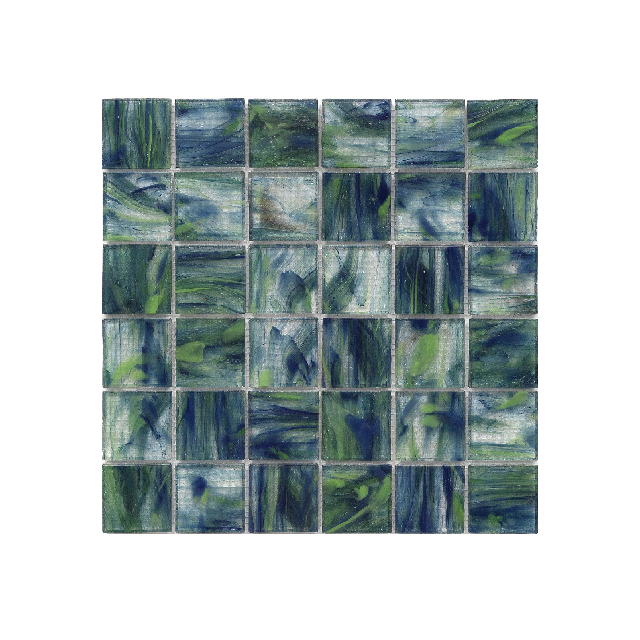 48x48x6 Emerald Green Square Swimming Pool Hot melting Glass Mosaic Tile