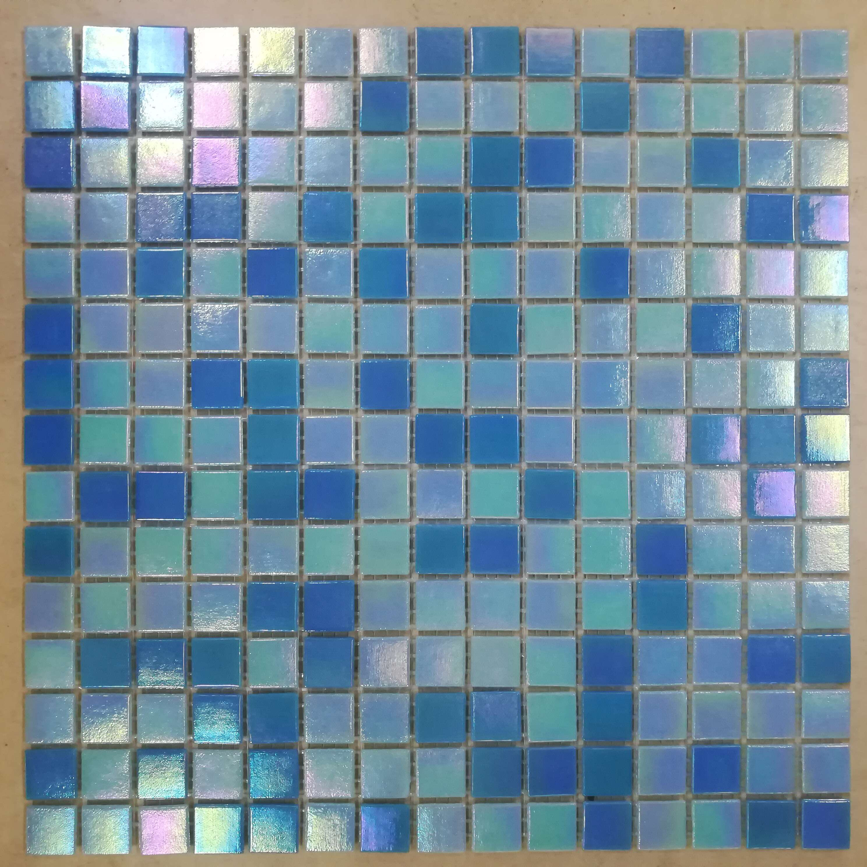 Foshan factory supply Colorize Wholesale square mixed color blue mosaic Tiles Glass swimming pool mosaic tile for  decoration