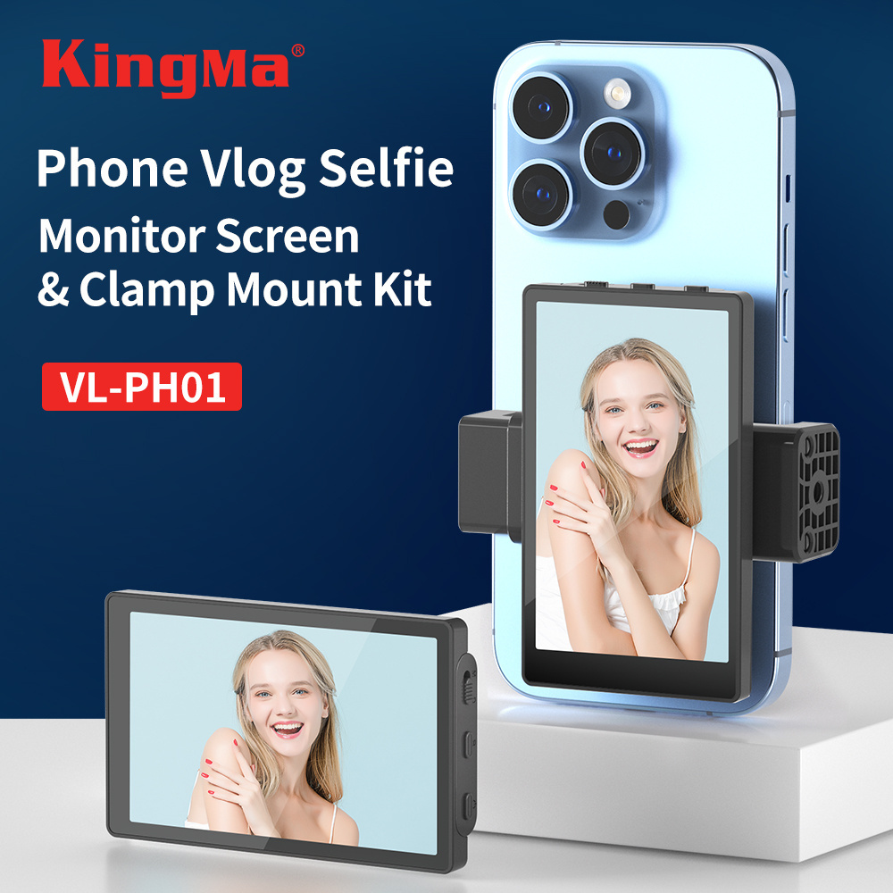 KingMa Wireless Phone Vlog Selfie Monitor Screen with Clamp Mount Kit for Smartphone