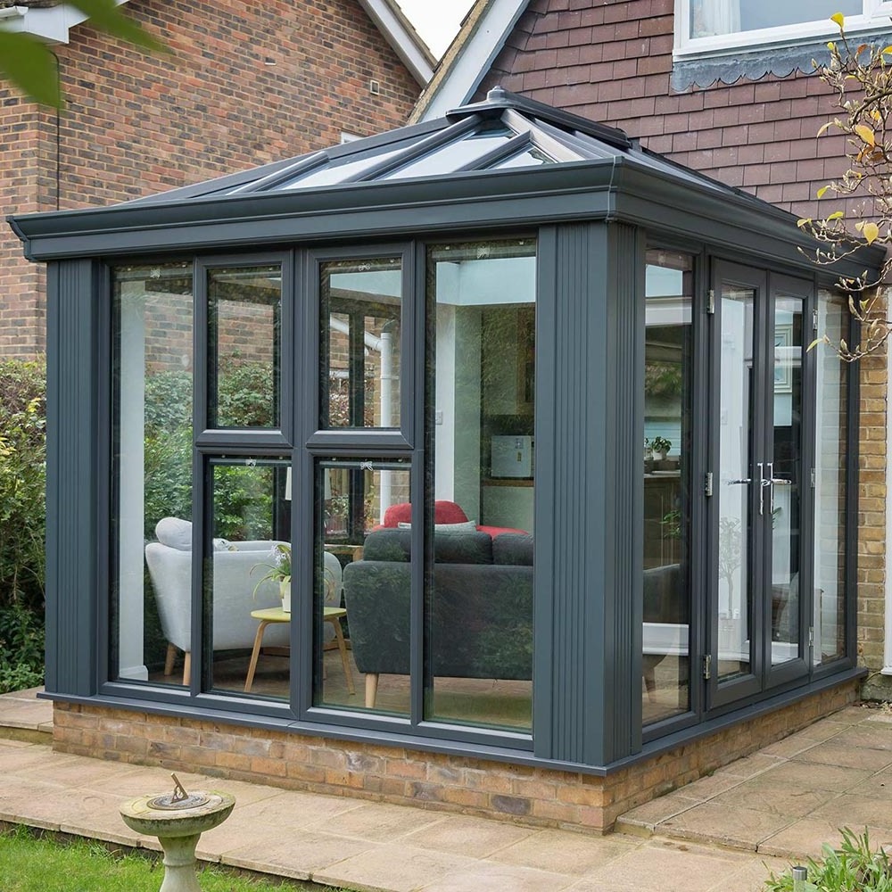 Aluminium conservatory Insulated Glass Sunrooms Roof Panels free standing SunRoom