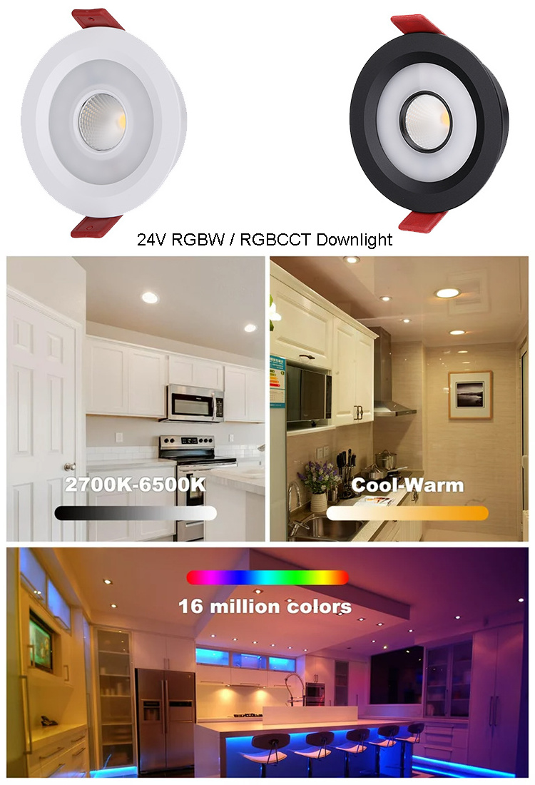 Benory 24V RGBWW 2700K loxone tree gvx knx control4 smart home PWM Retrofit Dimmable LED spot recessed ceiling light