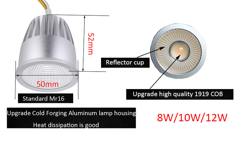 Benory DC24V CRI95 high quality KNX PWM DALI Loxone tunable white 2000k-6000k reflector mr16 led cob spot lamp 8W