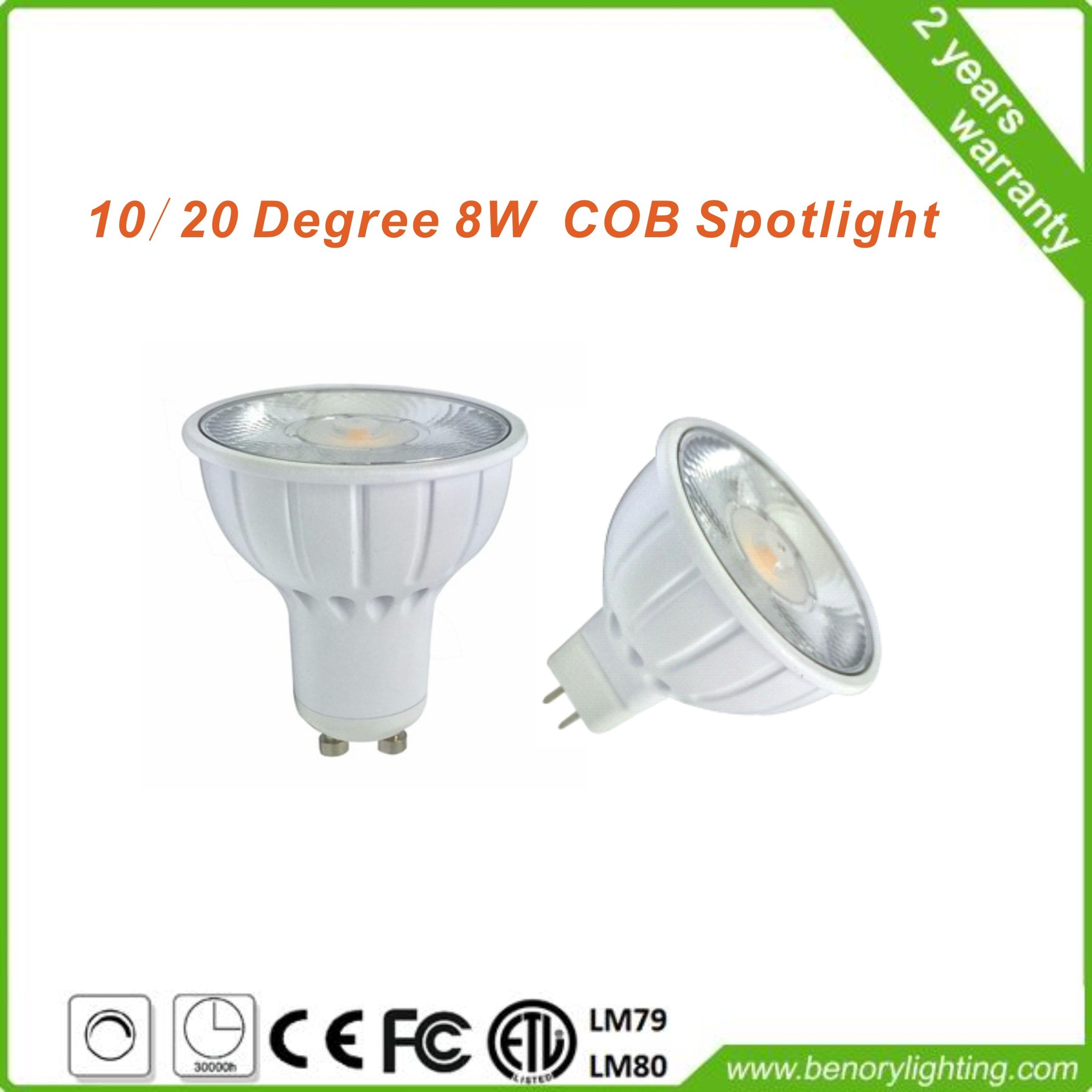 Hot sale 8W high CRI90 Dimmable LED Fixture 2700K 3000K warm light 10/20degree narrow beam angle GU10 mr16 spotlight