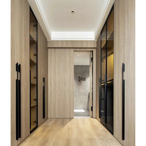 New Design Walk In Wardrobe Closet Storage Glass Mirror Door Wooden Wardrobe Closet