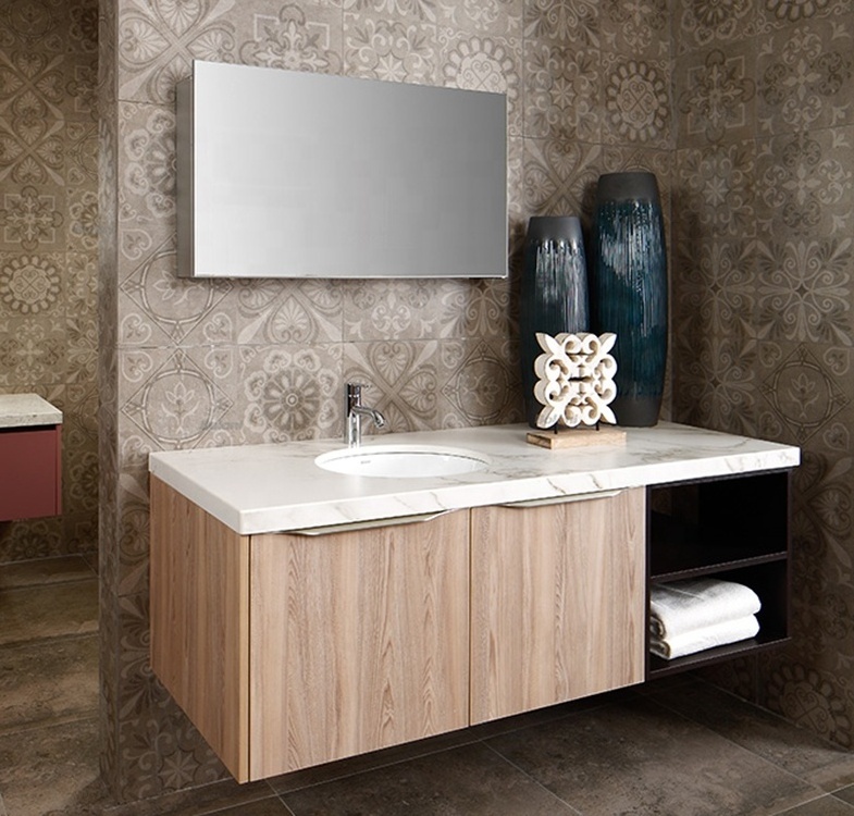 White Modern Hotel Bathroom Vanity For Villa Bathroom Double Vanities with Quartz Tops