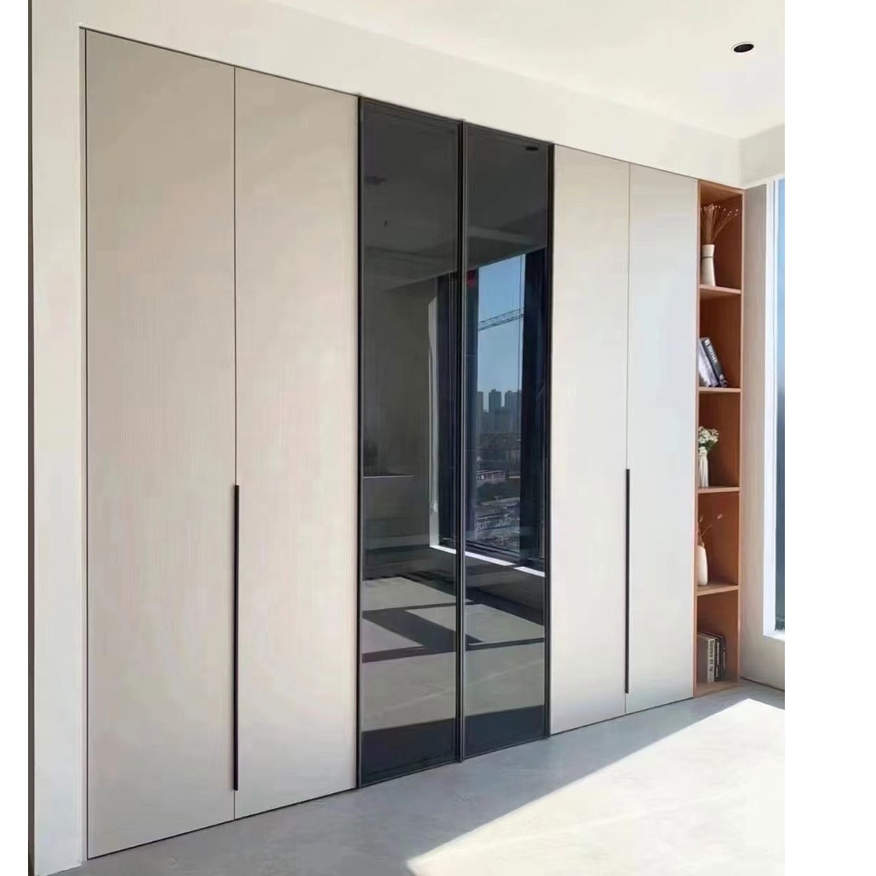 Modern clothes wardrobes furniture set customized home hotel bedroom aluminium glass door wooden white closet