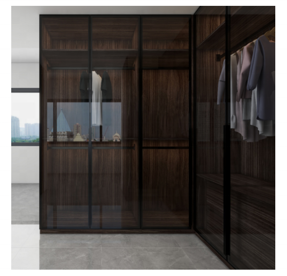 New Design Walk In Wardrobe Closet Storage Glass Mirror Door Wooden Wardrobe Closet