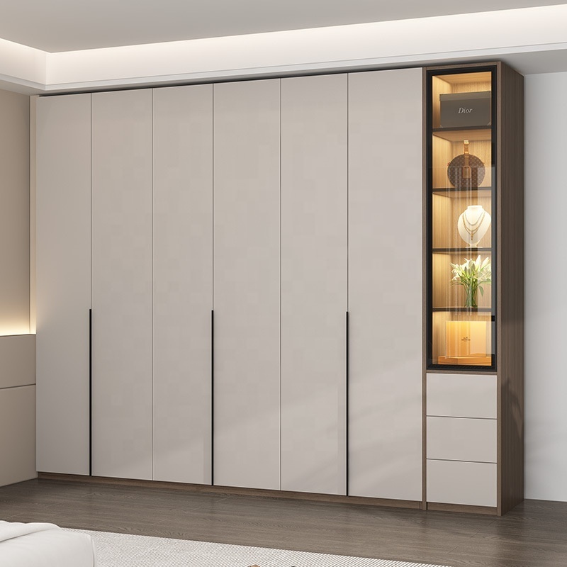 Modern clothes wardrobes furniture set customized home hotel bedroom aluminium glass door wooden white closet