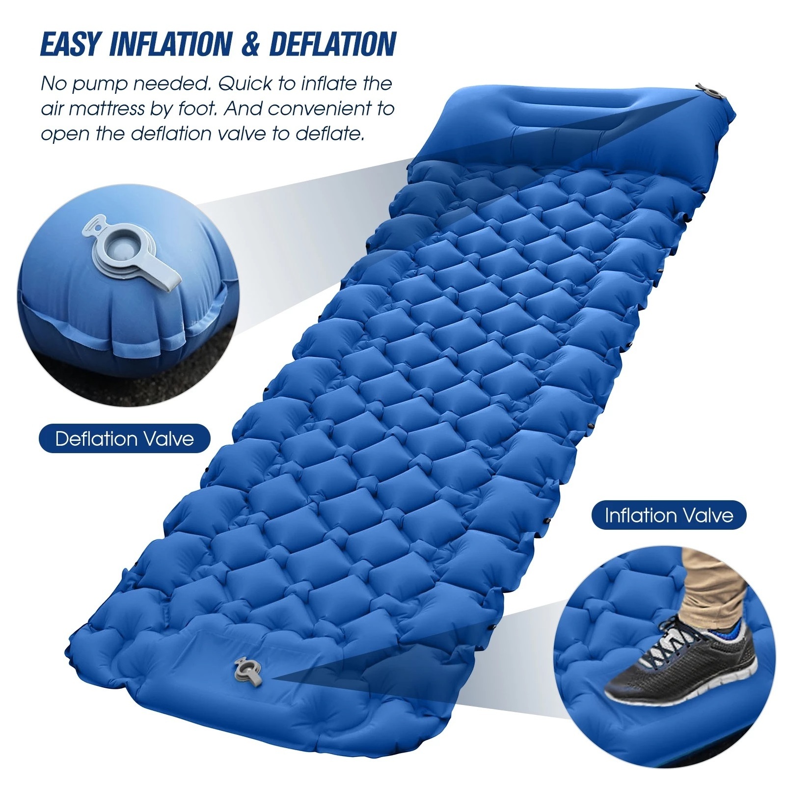 Ultralight Self-inflating Air Mattress Widen Sleeping Pad Portable Inflatable Bed Beach Picnic Mat Camping Tent Air Cushion