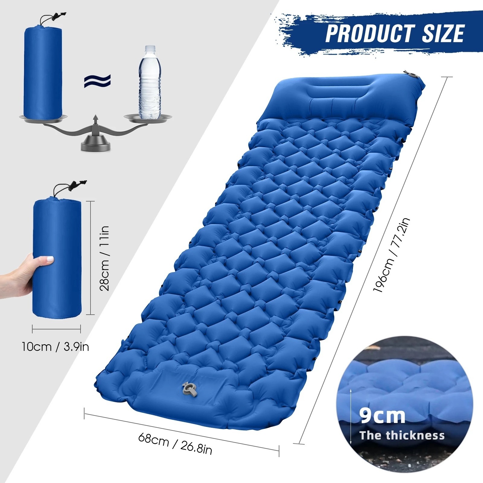 Ultralight Self-inflating Air Mattress Widen Sleeping Pad Portable Inflatable Bed Beach Picnic Mat Camping Tent Air Cushion