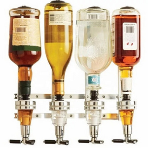 New 4 bottle Wall Mounted Liquor Wine Cocktail Alcohol Dispenser Bar Butler bracket Drinking Pourer Bottle Holder in stock