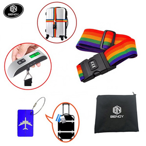 Hot sale Amazon travel security set kit with digital luggage scale travel adaptor luggage tag luggage belt strap