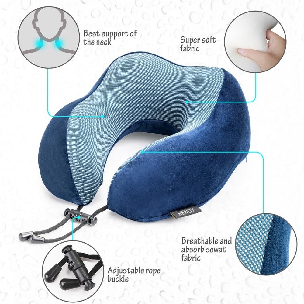 Hot sale new popular memory foam airplane travel neck head chin Support pillow set with footrest hammock for airline in stock