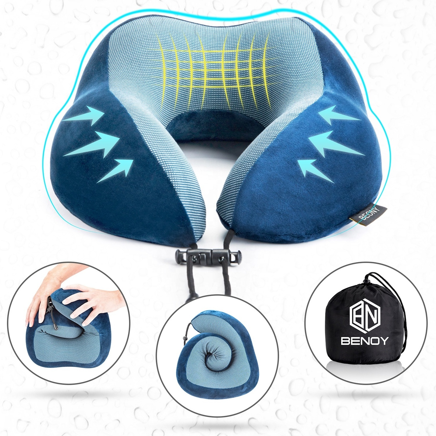 Hot sale new popular memory foam airplane travel neck head chin Support pillow set with footrest hammock for airline in stock