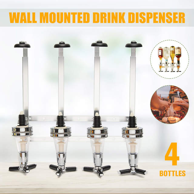 New 4 bottle Wall Mounted Liquor Wine Cocktail Alcohol Dispenser Bar Butler bracket Drinking Pourer Bottle Holder in stock