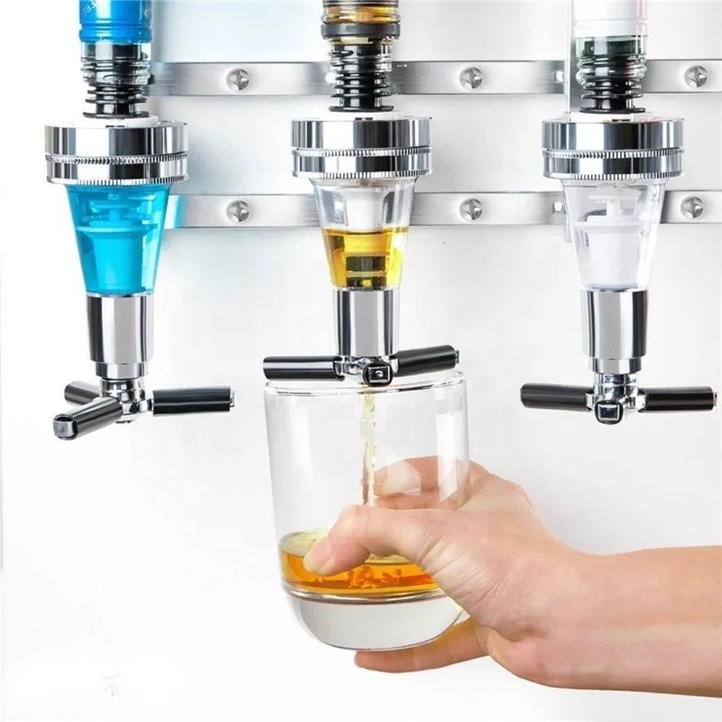 New 4 bottle Wall Mounted Liquor Wine Cocktail Alcohol Dispenser Bar Butler bracket Drinking Pourer Bottle Holder in stock